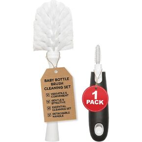 Priver - Baby Bottle Brush 1 Pack - Baby Essentials Bottle Cleaner with Long Handle & Versatile Bottle Brushes for Cleaning - Baby Must Haves Portable Bottle Brush Cleaner - White