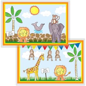Zoo Animals Placemat for Kids by Kelly Hughes, Laminated, Made in The USA