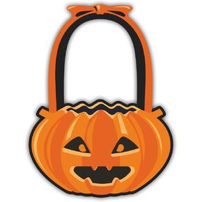 Halloween Door Hanger Sign -Pumpkin Treat Basket Theme - Wooden Door Hanger Sign for Halloween, Home Office Boy Girl Room, Funny Halloween Decor & Accessories - A12