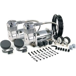 VIAIR 380C Dual Air Compressor for Air Suspension (2 Pack) 12V Continuous Duty Cycle Compressor for Air Tanks, Bags, Air Horns 200 PSI (Pewter)
