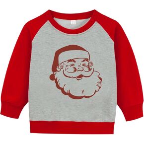 Toddler Boy Girls Christmas Sweatshirt Raglan Long Sleeve Santa Baby Sweaters Kids Ugly Xmas Winter Clothes 2-7T