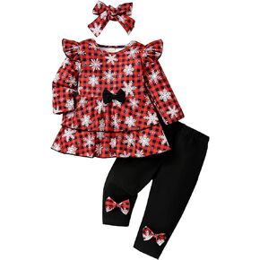 Toddler Baby Girls Clothes Long Sleeve Solid Color Tops Floral Pants Set Outfits Little Girl Fall Winter Clothing