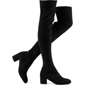 حذاء Shoe'N Tale من الجلد السويدي المطاطي بطول الفخذ وكعب مكتنز فوق الركبة (7.5، أسود) in Kuwait