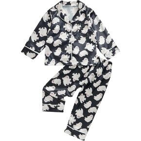 مجموعة بيجامات هونجاندا للأطفال الصغار والبنات والأولاد للهالوين، بيجامة على شكل يقطين شبح، وبنطال علوي، وملابس نوم من الساتان in Kuwait