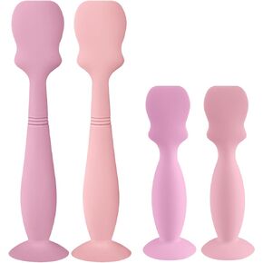 4 Pack Baby Diaper Cream Brush, Diaper Cream Spatula Applicator Silicone Baby Butt Paste Spatula for Babies, Newborn, 2 x Large Size, 2 x Small Size (2 x Natural, 2 x Sage)