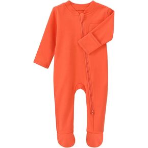 KISBINI Baby Kids Sleep and Play, Baby Cotton Pajamas with Mitten Cuffs, 2 Way Zipper Footed Sleeper Newborn-12 Months