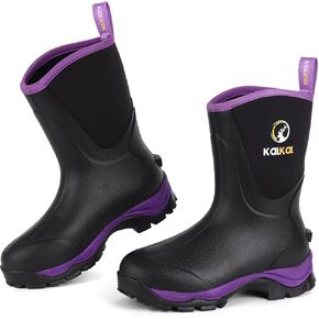 Kalkal Rubber Boots for Women Waterproof Mid Calf Rain Boots, Lightweight 6mm Neoprene Insulated Womens Work Boots for Garden Farm Yard Chore Mud Boots (Size 6-11)