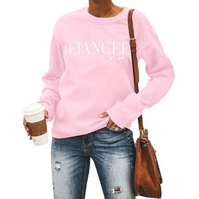EGELEXY Fiancee Era Sweatshirts Women Bride Embossed Shirts Engaged Bachelorette Outfits Long Sleeve Pullover Tops