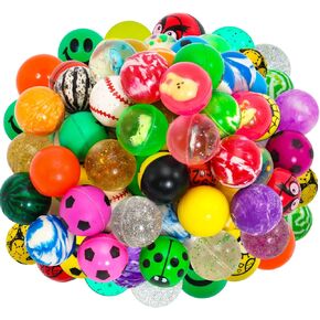 50 Pack Bouncy Balls Bulk,Assorted Colorful Bouncy Balls,Mixed Pattern High Bouncing Balls,Small Rubber Bouncing Balls for Party Favors Prizes Birthdays Gift,27 mm Diameter
