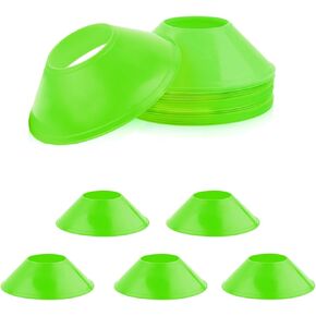 15pcs Soccer Cones for Sports Training, Mini Football Pylons Cones Flexible Agility Practice Cones for Basketball Running Drills Sports Games Field Cone Markers Kids (Fluorescent Green)
