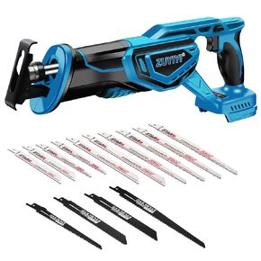 منشار ترددي لاسلكي لماكيتا 18 فولت بطارية منشار كهربائي ترددي، منشار كهربائي ذو سرعة متغيرة، مشبك شفرة بدون مفتاح مع 14 شفرات منشار لقطع الخشب المعدني PVC (البطارية غير متضمنة) in Kuwait