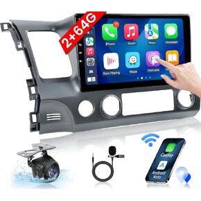 Car Radio Stereo for Honda Civic 2006-2011 Android 12 10" 1280 * 800 IPS Touch Screen Wireless CarPlay Android Auto 5GWiFi GPS Navigation Bluetooth RDS EQ HiFi FM Mirror Link HD Backup Camera SWC Mic
