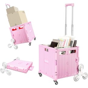Foldable Rolling Crate for Stair Climbing : Rolling Cart for Shopping Teacher Laundry
