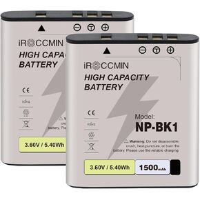 2-Pack NP-BK1 Battery,1500mAh for Sony NP-BK1, NPBK1 and Cybershot DSC-W180, DSC-W190, DSC-W370, DSC-S750, DSC-S780, DSC-S950, DSC-S980, Webbie MHS-CM1 HD