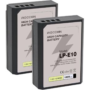 2-Pack LP-E10 Replacement Battery,1800mAh for Canon LP E10 Canon EOS Rebel T3 T5 T6 T7 T100 Kiss X50 X70 X80 X90 1100D 1200D 1300D 1500D 4000D Cameras
