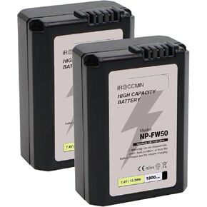 2-Pack NP-FW50 Battery,1800mAh for Sony ZV-E10, Alpha a6500, Alpha a6300, Alpha a6000, Alpha a7 II, Alpha a7R II, Alpha a7S II, Alpha a5000, Alpha a5100 Camera