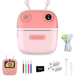 Kids Camera Instant Print,Christmas Birthday Gift for Kids 3-12 Years Old,12MP 1080P Digital Camera with Silicone Case,Instant Digital Camera Print Camera 2.4 Inch Screen,Camera Girls Toys