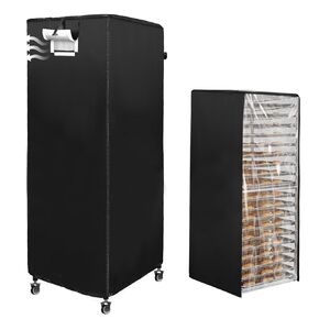 Bread Rack Cover with Zipper, 10tier Sheet Pan Rack/Bun Pan Rack Cover with Vents ，23"X28"X32" Bakery Single Rack Covers Waterproof and Dustproof，Black