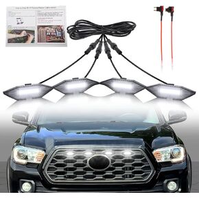 4 PCS Grill Led Lights for Toyota Tacoma Grill Lights 2023 2020-2022 TRD Off Road Sport OEM Grill,Rapt0r Lights for Tacoma 6 LED Upgrade Grille Light (Updated-Amber Lights)