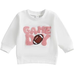 Muasaaluxi Toddler Baby Girl Boy Football Outfit Long Sleeve Game Day Embroidery Sweatshirt Pullover Shirts Fall Clothes in Kuwait