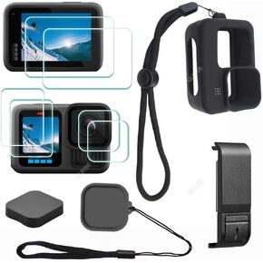 Accessory for GoPro Hero 13 Hero13 Black,ULBTER Lens Screen Protector +Battery Door Dustproof +Rubber Case Sleeve+Lanyard + Lens Cap Cover + Lens Cap Keeper Protective Case