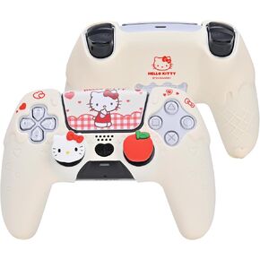 PS5 Controller Skin Case Set,Silicone Protective Cover Case,Anti-Slip Cute Kitty Protective Shell for PS5 Dualsense Controller with 2 Thumb Grip Caps and 2 Stickers