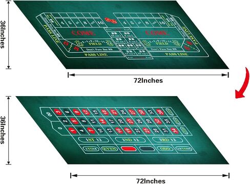BALIKEN WaLiken 36"x72"Double Sided Casino Roulette and Craps Tabletop Felt Layout Mat - Perfect for Casino Game Night (Blue) in Saudi Arabia