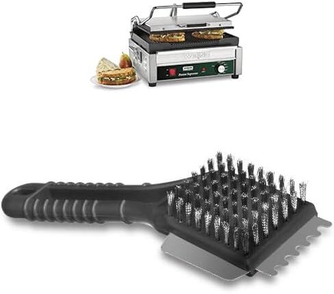 Waring Commercial WDG250 Tostato Supremo Ribbed Top Plate and Flat Bottom Plate Large Surface Panini Grill, 120 V, 1800W, 5-15 Phase Plug in Saudi Arabia