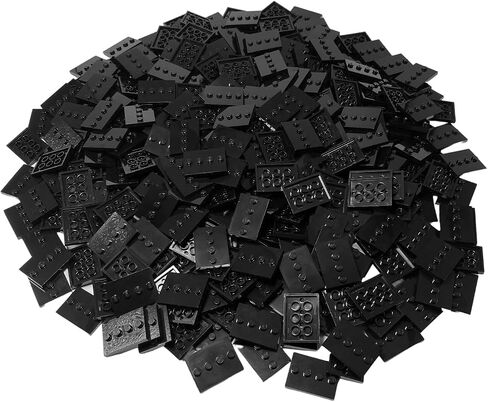 Lego Parts: Tile, Modified 3 x 4 with 4 Studs in Center - Minifigure Display Base Collector Series (PACK of 16 - Black) in Saudi Arabia