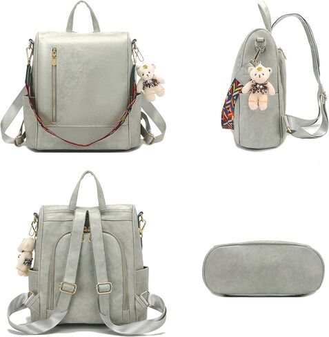 حقيبة ظهر نسائية من Soperwillton مصنوعة من جلد البولي يوريثان ومضادة للسرقة، حقيبة كتف أنيقة للسفر، مجموعة من 3 قطع in Kuwait