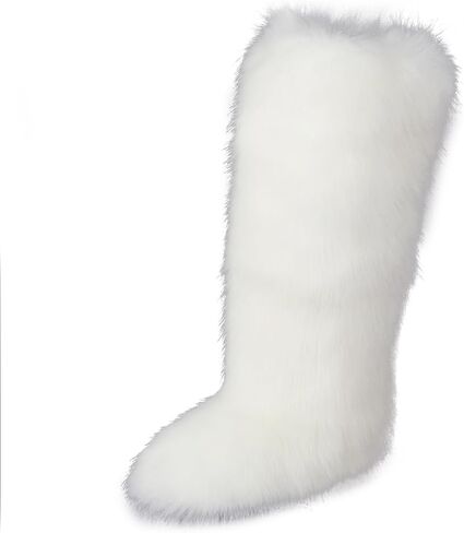 ZSGYCHCY Women's Faux Fur Boots Winter Fluffy Warm Furry Flat Shoes Snow Knee-High Boots in Saudi Arabia