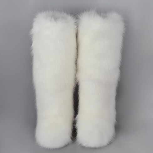 ZSGYCHCY Women's Faux Fur Boots Winter Fluffy Warm Furry Flat Shoes Snow Knee-High Boots in Saudi Arabia