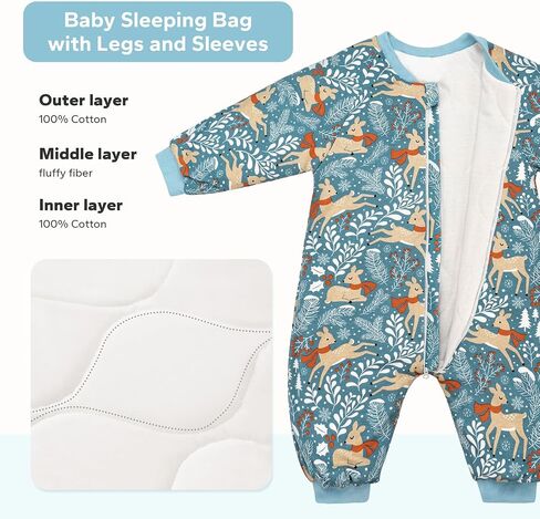 SIMYJOY Toddler Sleep Sack with Feet 2.5 TOG Quilted Toddler Sleeping Bag with Legs Winter Toddler Wearable Blanket 6M-2T in Saudi Arabia