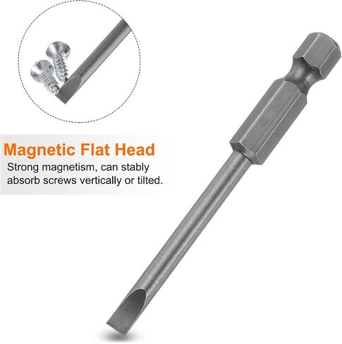 HARFINGTON 5 قطع SL4 رؤوس مفك براغي مشقوقة مغناطيسية 4 مم S2 رأس مفك مسطح من الفولاذ 1/4 بوصة ساق سداسية من الدرجة الصناعية لقم مثقاب 2.6 بوصة طويلة لإزالة براغي التثبيت in Saudi Arabia