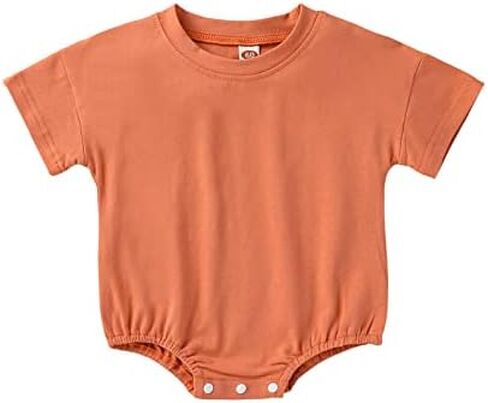 Merqwadd Baby Boy Girl Bubble Romper Infant Oversize Plain Crewneck T-Shirt Bodysuit Tops in Saudi Arabia