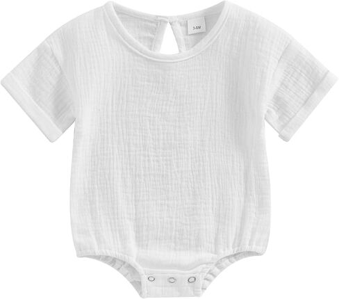 Merqwadd Baby Boy Girl Bubble Romper Infant Oversize Plain Crewneck T-Shirt Bodysuit Tops in Saudi Arabia