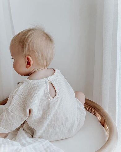 Merqwadd Baby Boy Girl Bubble Romper Infant Oversize Plain Crewneck T-Shirt Bodysuit Tops in Saudi Arabia