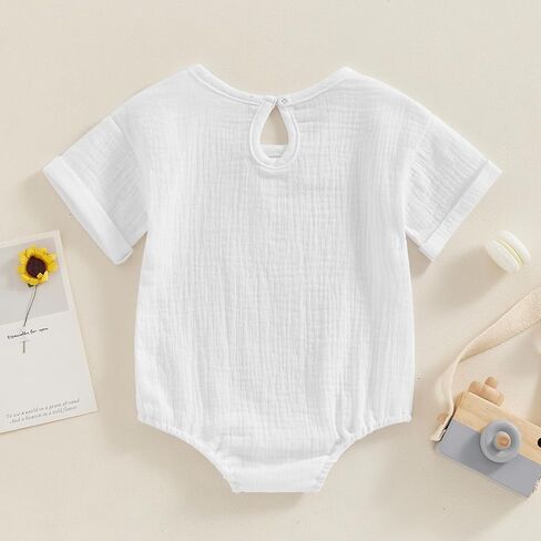 Merqwadd Baby Boy Girl Bubble Romper Infant Oversize Plain Crewneck T-Shirt Bodysuit Tops in Saudi Arabia