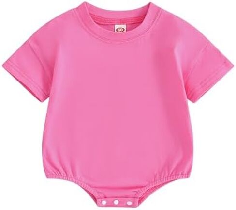 Merqwadd Baby Boy Girl Bubble Romper Infant Oversize Plain Crewneck T-Shirt Bodysuit Tops in Saudi Arabia