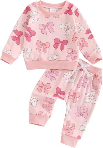 Cute Baby Girl Clothes Long Sleeve Print Sweatshirt Top and Pants Set Toddler Girl Fall Outfits in Saudi Arabia