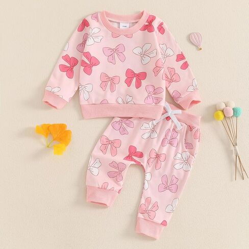 Cute Baby Girl Clothes Long Sleeve Print Sweatshirt Top and Pants Set Toddler Girl Fall Outfits in Saudi Arabia