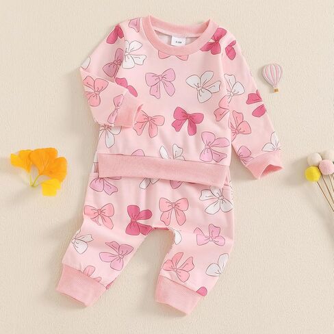 Cute Baby Girl Clothes Long Sleeve Print Sweatshirt Top and Pants Set Toddler Girl Fall Outfits in Saudi Arabia