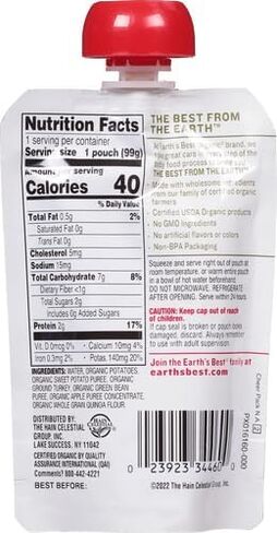 أفضل أغذية الأطفال العضوية من إيرثز بيست، المرحلة 3، تركيا، الكينوا، التفاح، البطاطا الحلوة، 3.5 أوقية. كيس in Kuwait