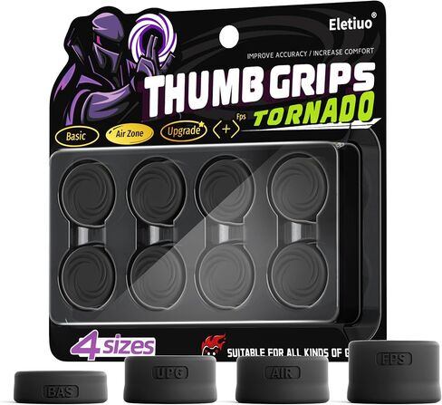 مجموعة مقابض الإبهام ELETIUO المكونة من 8 قطع مريحة من منظور الشخص الأول متوافقة مع أجهزة بلاي ستيشن 4 (PS4)، وحدة تحكم بلاي ستيشن 5 (PS5)، أغطية واقية مع 4 تصميمات، أغطية أعواد الإبهام التناظرية من السيليكون المضادة للانزلاق، أسود in Kuwait