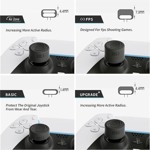 مجموعة مقابض الإبهام ELETIUO المكونة من 8 قطع مريحة من منظور الشخص الأول متوافقة مع أجهزة بلاي ستيشن 4 (PS4)، وحدة تحكم بلاي ستيشن 5 (PS5)، أغطية واقية مع 4 تصميمات، أغطية أعواد الإبهام التناظرية من السيليكون المضادة للانزلاق، أسود in Kuwait