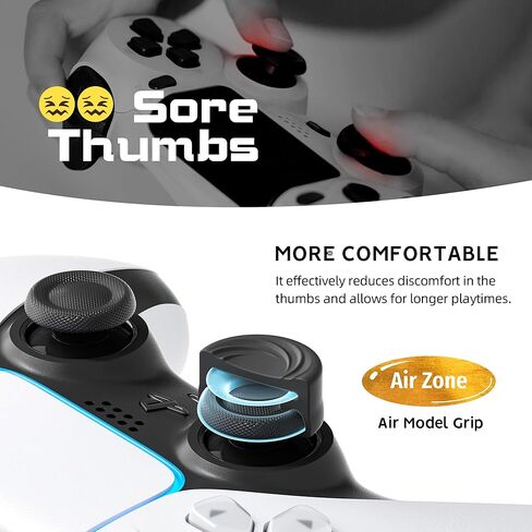 مجموعة مقابض الإبهام ELETIUO المكونة من 8 قطع مريحة من منظور الشخص الأول متوافقة مع أجهزة بلاي ستيشن 4 (PS4)، وحدة تحكم بلاي ستيشن 5 (PS5)، أغطية واقية مع 4 تصميمات، أغطية أعواد الإبهام التناظرية من السيليكون المضادة للانزلاق، أسود in Kuwait