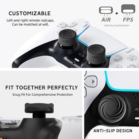 مجموعة مقابض الإبهام ELETIUO المكونة من 8 قطع مريحة من منظور الشخص الأول متوافقة مع أجهزة بلاي ستيشن 4 (PS4)، وحدة تحكم بلاي ستيشن 5 (PS5)، أغطية واقية مع 4 تصميمات، أغطية أعواد الإبهام التناظرية من السيليكون المضادة للانزلاق، أسود in Kuwait
