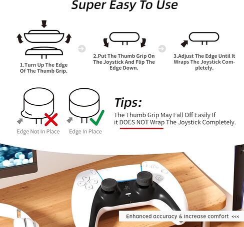 مجموعة مقابض الإبهام ELETIUO المكونة من 8 قطع مريحة من منظور الشخص الأول متوافقة مع أجهزة بلاي ستيشن 4 (PS4)، وحدة تحكم بلاي ستيشن 5 (PS5)، أغطية واقية مع 4 تصميمات، أغطية أعواد الإبهام التناظرية من السيليكون المضادة للانزلاق، أسود in Kuwait
