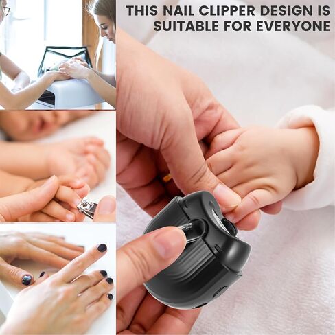 Electric Nail Clipper with 2 Speeds Levels and Nail Clip Box, Rechargeable Safety Electric Baby Nail Trimmer with Light,Portable Nail Cutter Fingernail Cutter for Kid Adult Seniors (BU) in Saudi Arabia