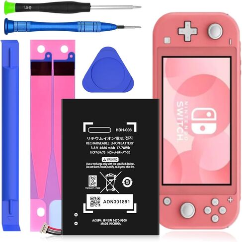 بطارية EDIPEKA HDH-003، 4680 مللي أمبير في الساعة 2024 استبدال بطارية دورة 0 جديدة لجهاز Nintendo Switch Lite، Lite HDH-003 HDH-001 Lite مع مجموعة أدوات بديلة احترافية in Kuwait